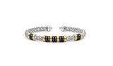 "Black Caviar" Diamond Station Black Ceramic Versa Torque Bracelet