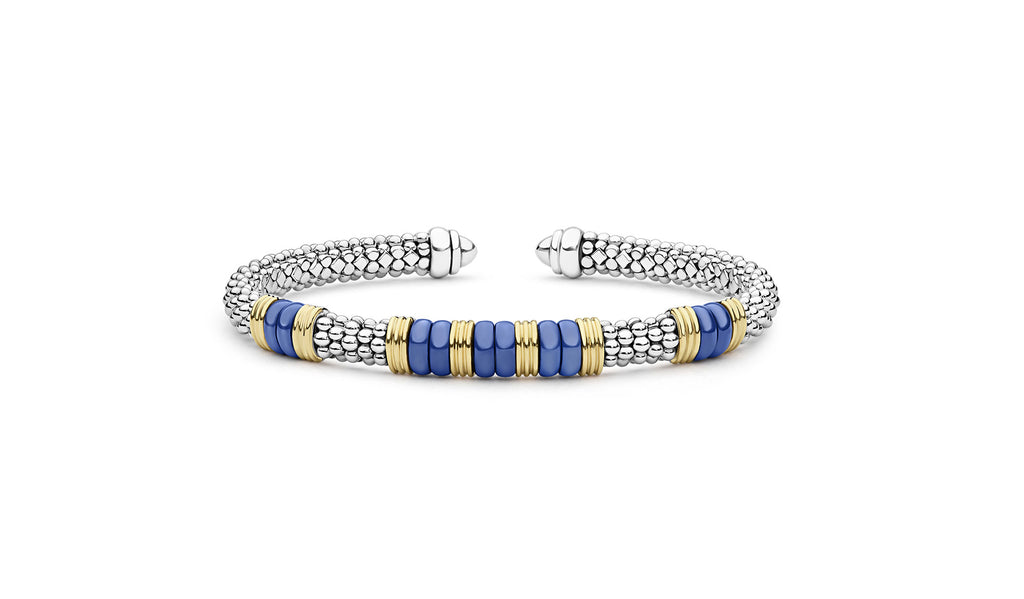"Blue Caviar" Station Ultramarine Ceramic Versa Torque Bracelet