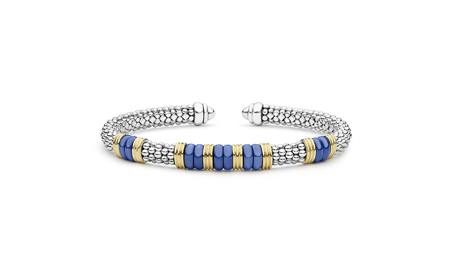 "Blue Caviar" Station Ultramarine Ceramic Versa Torque Bracelet