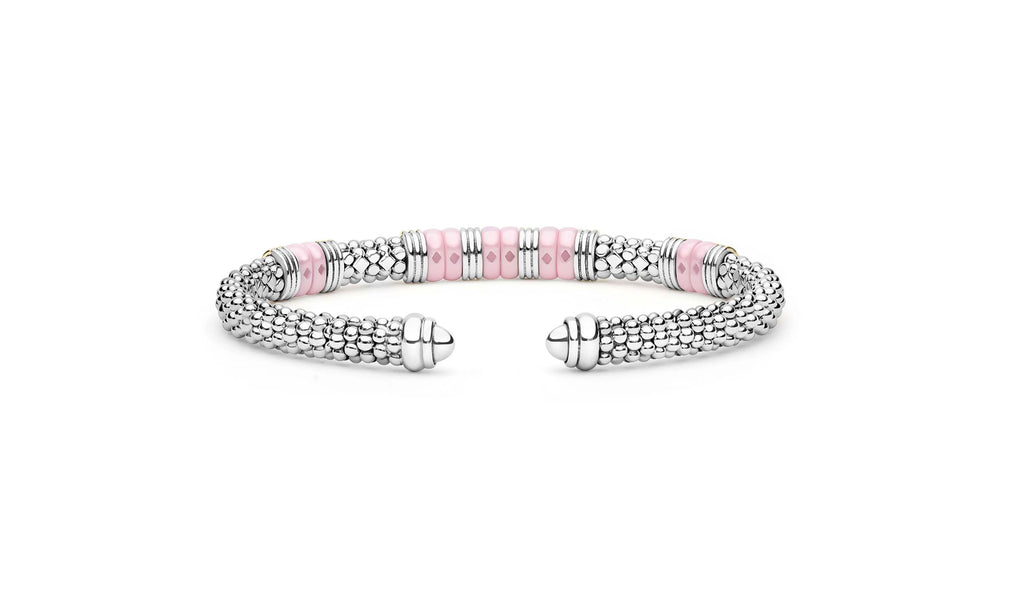 "Pink Caviar" Station Pink Ceramic Versa Torque Bracelet