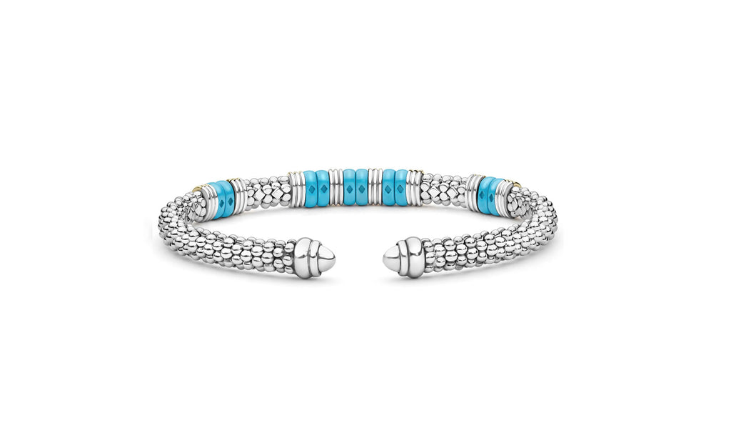 "Blue Caviar" Station Blue Ceramic Versa Torque Bracelet