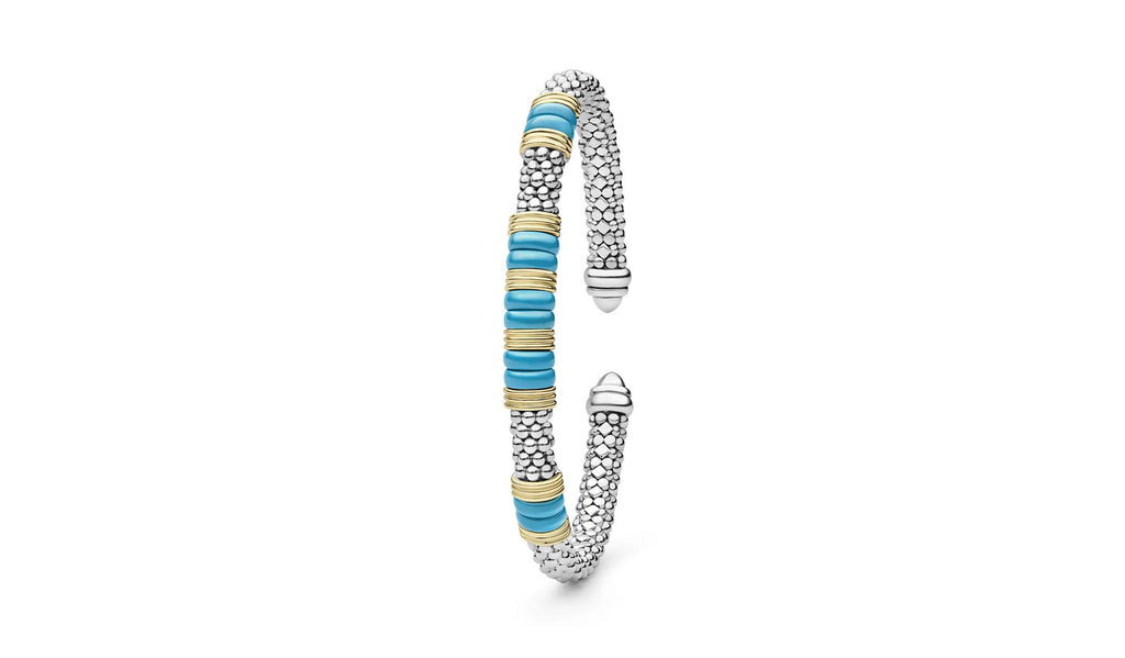 "Blue Caviar" Station Blue Ceramic Versa Torque Bracelet