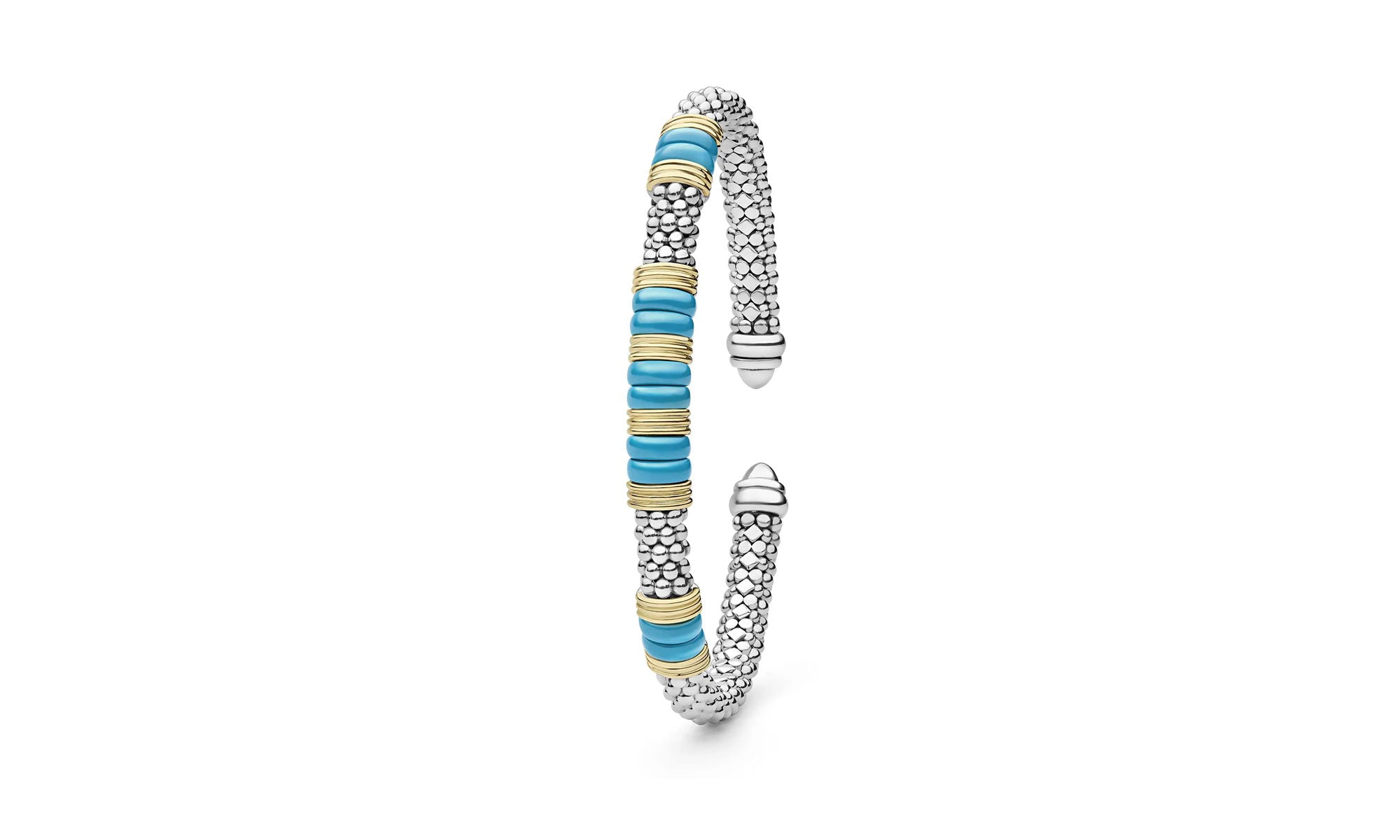 "Blue Caviar" Station Blue Ceramic Versa Torque Bracelet