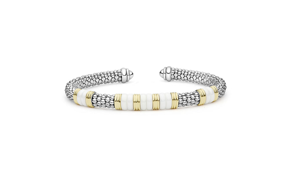 "White Caviar" Station White Ceramic Versa Torque Bracelet