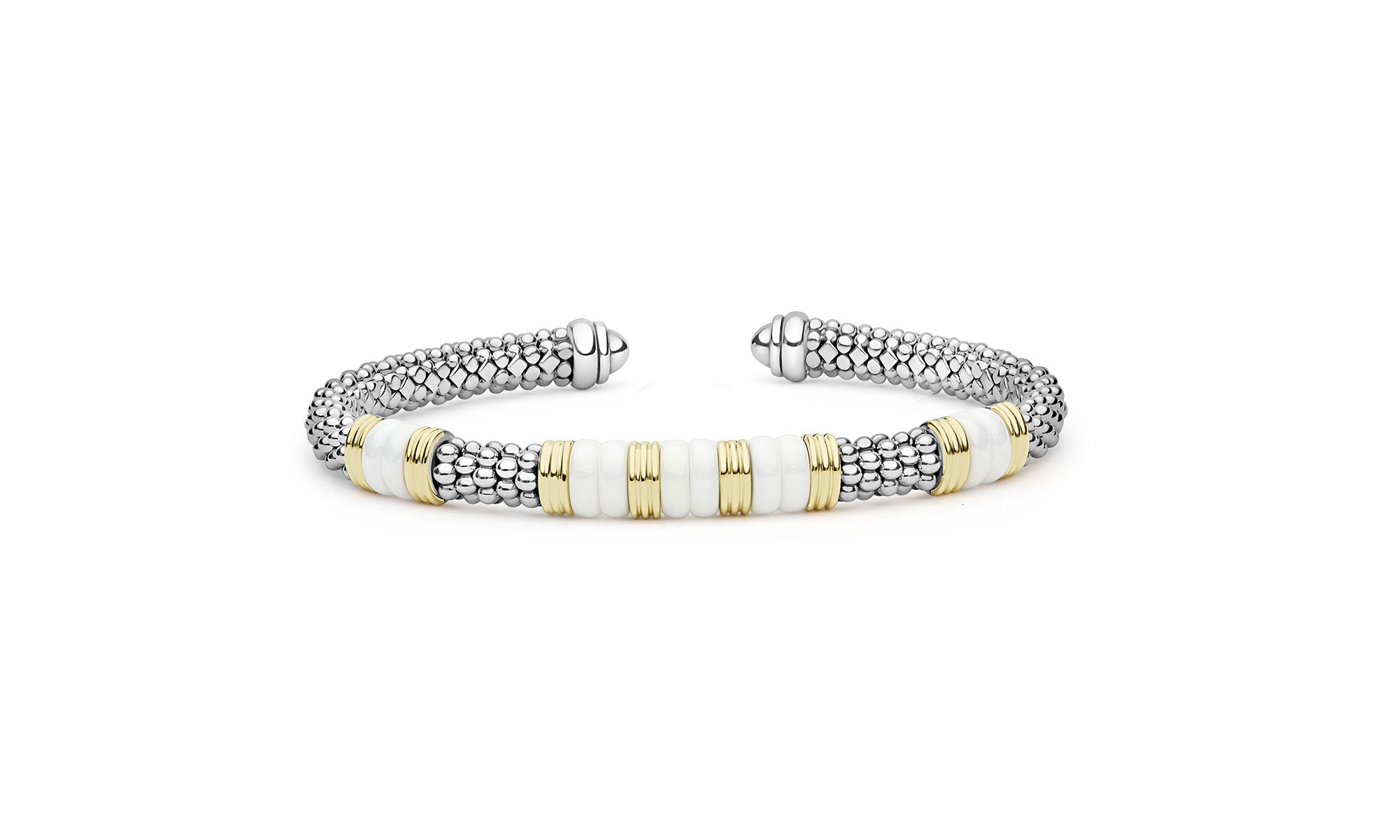 "White Caviar" Station White Ceramic Versa Torque Bracelet