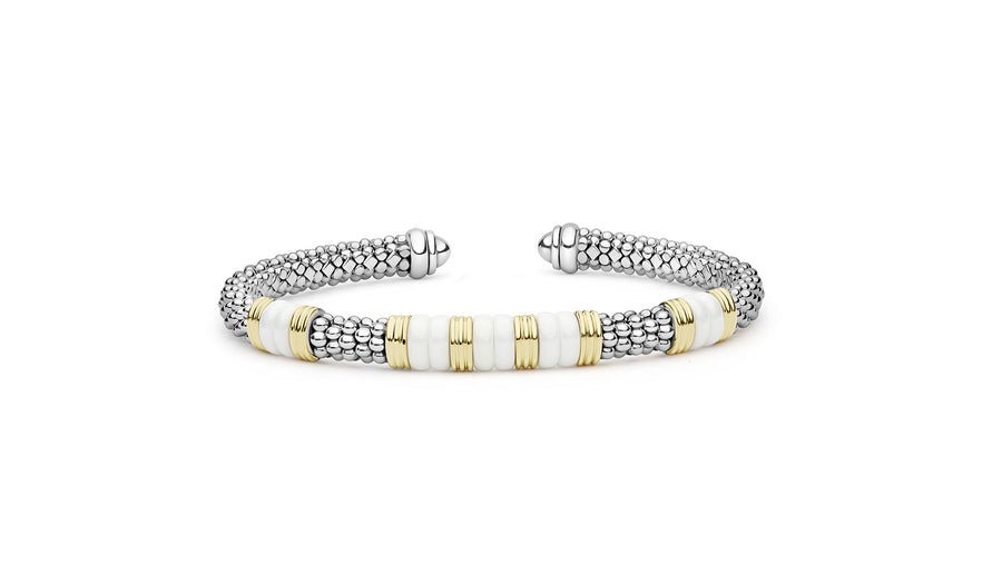 "White Caviar" Station White Ceramic Versa Torque Bracelet