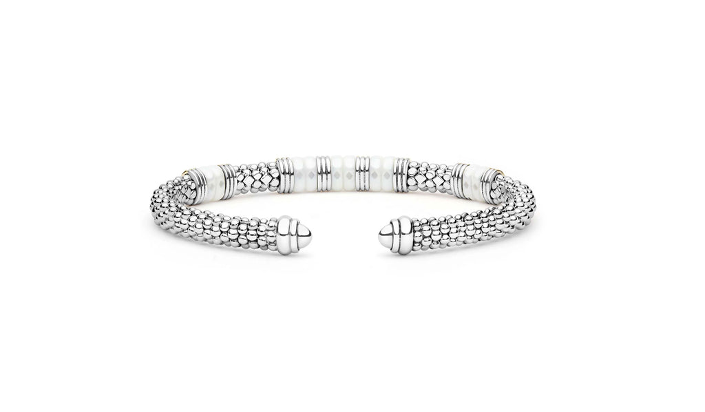 "White Caviar" Station White Ceramic Versa Torque Bracelet