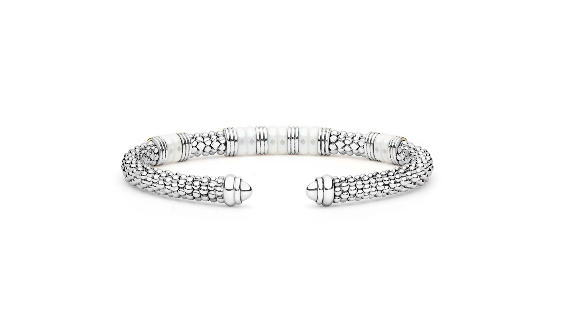 "White Caviar" Station White Ceramic Versa Torque Bracelet