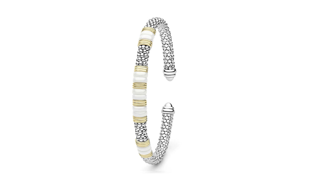"White Caviar" Station White Ceramic Versa Torque Bracelet