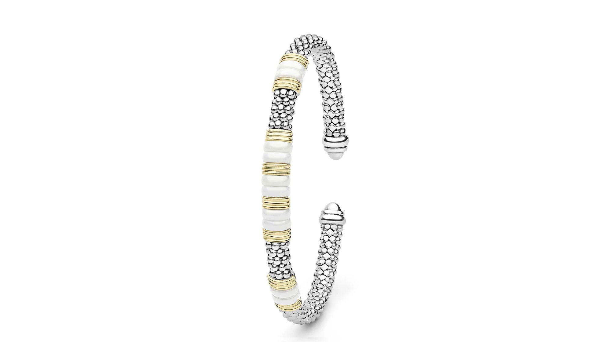 "White Caviar" Station White Ceramic Versa Torque Bracelet
