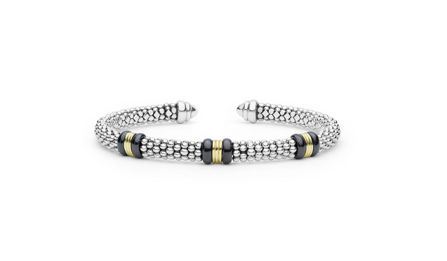 "Black Caviar" Station Black Ceramic Versa Torque Bracelet