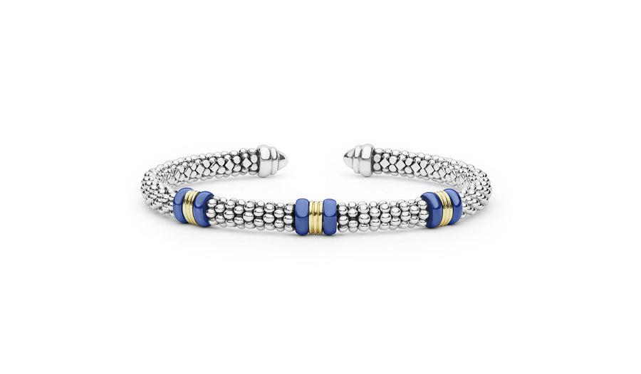 "Blue Caviar" Station Ultramarine Ceramic Versa Torque Bracelet