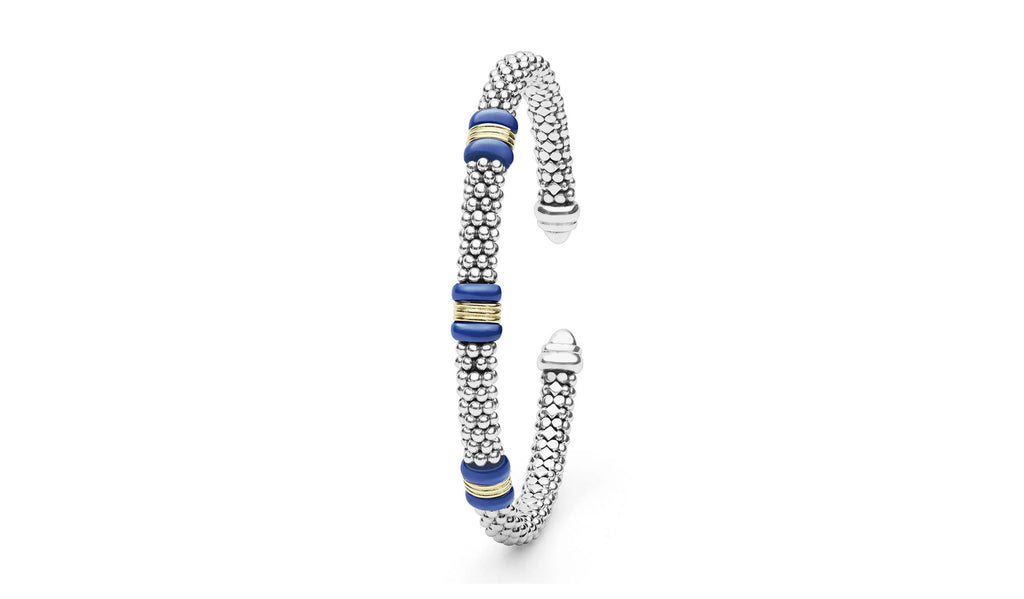 "Blue Caviar" Station Ultramarine Ceramic Versa Torque Bracelet