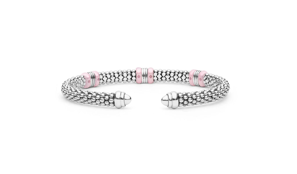 "Pink Caviar" Station Pink Ceramic Versa Torque Bracelet