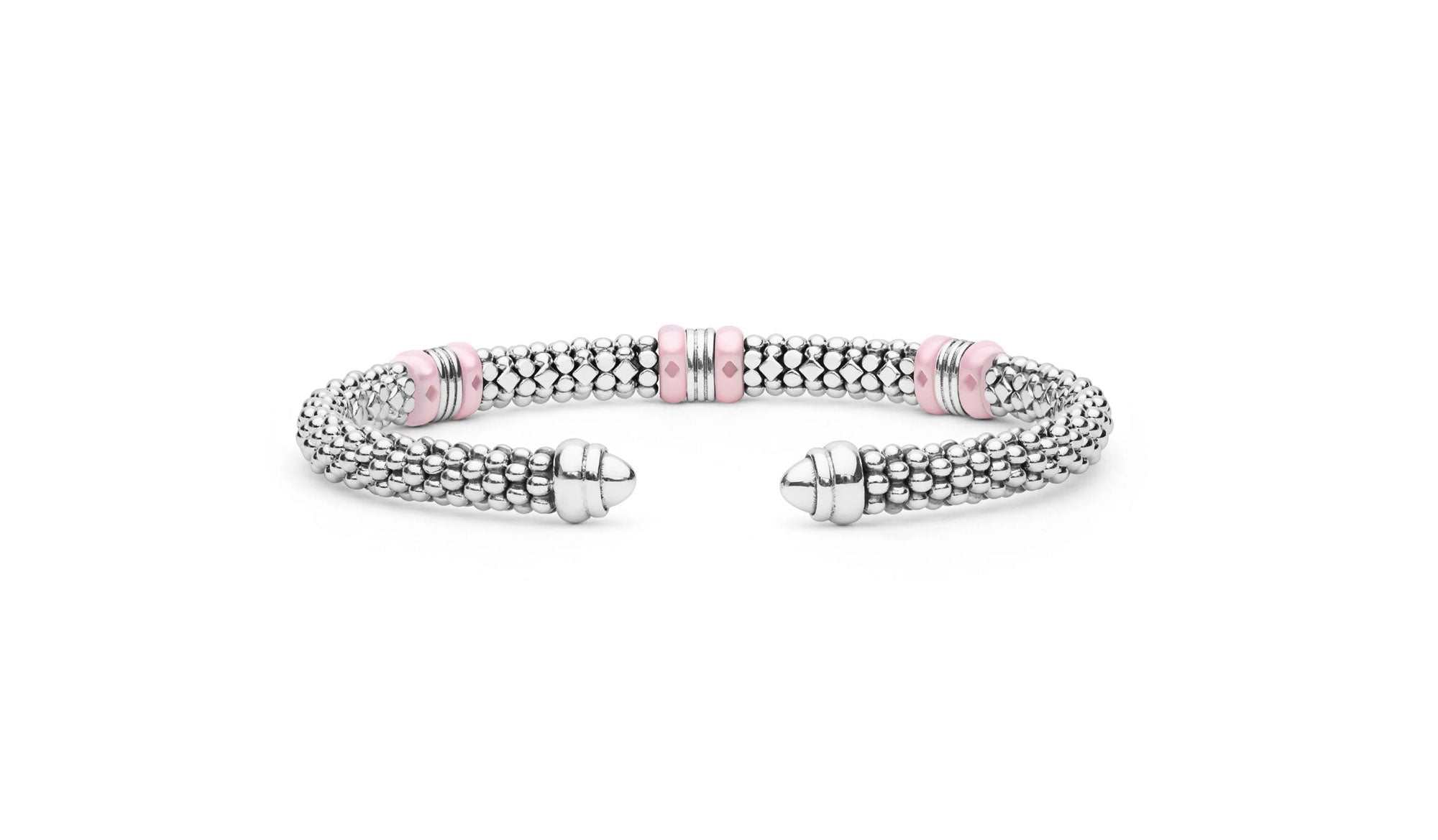 "Pink Caviar" Station Pink Ceramic Versa Torque Bracelet