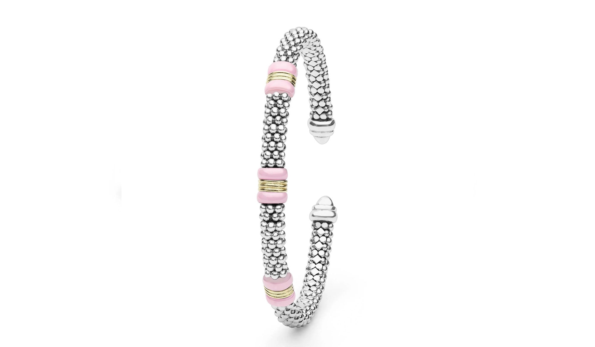 "Pink Caviar" Station Pink Ceramic Versa Torque Bracelet