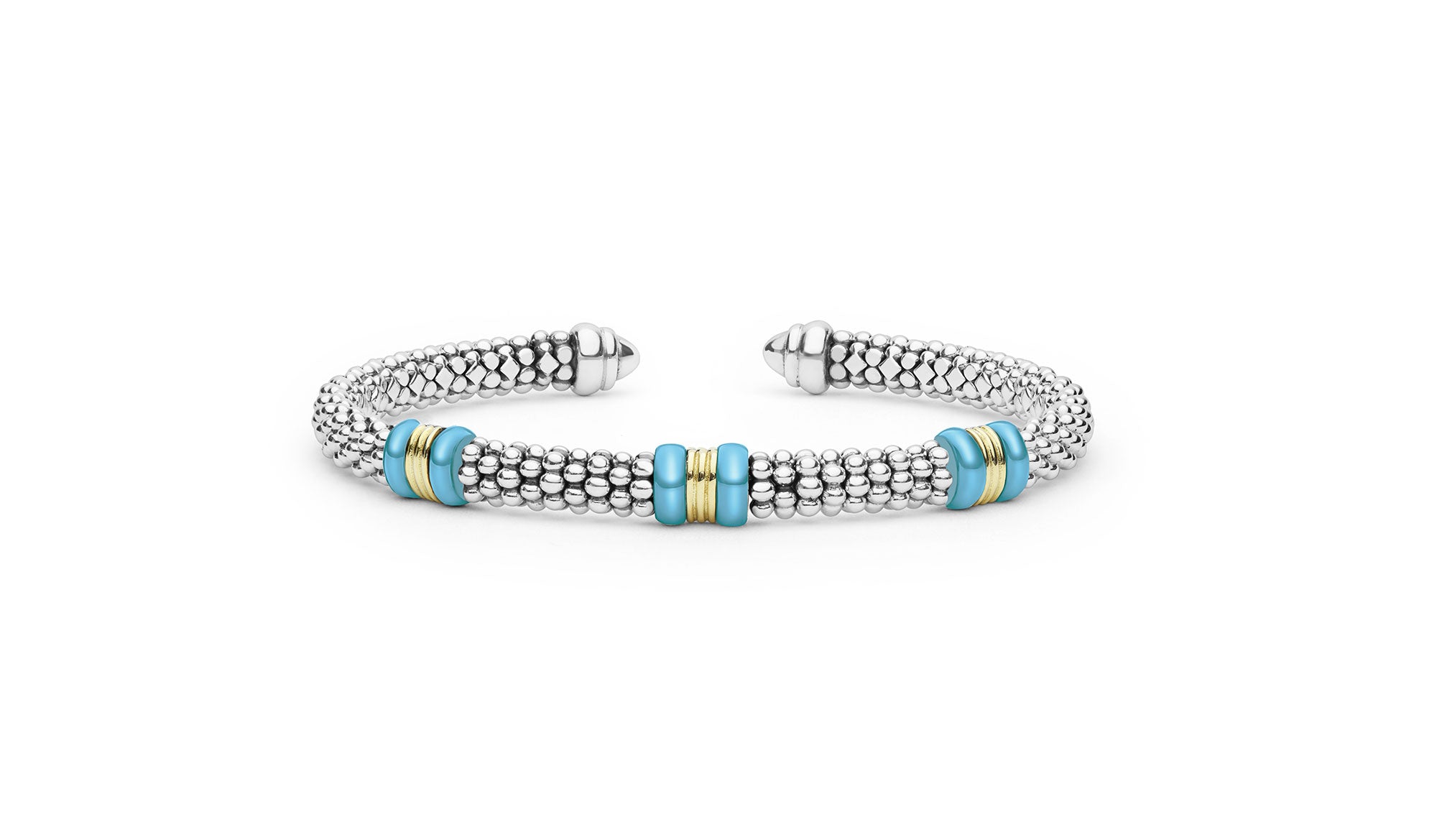 "Blue Caviar" Station Blue Ceramic Versa Torque Bracelet