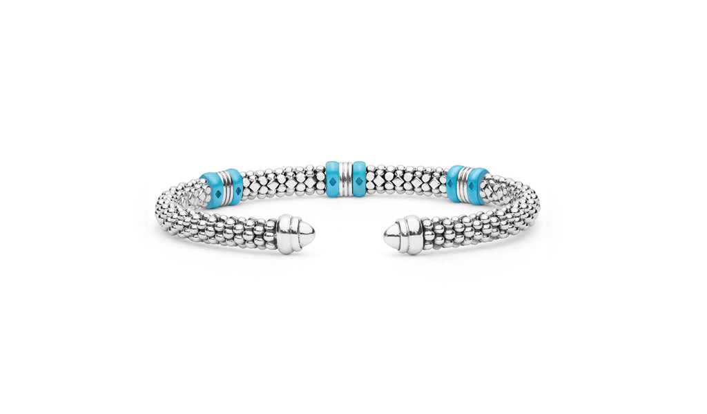 "Blue Caviar" Station Blue Ceramic Versa Torque Bracelet