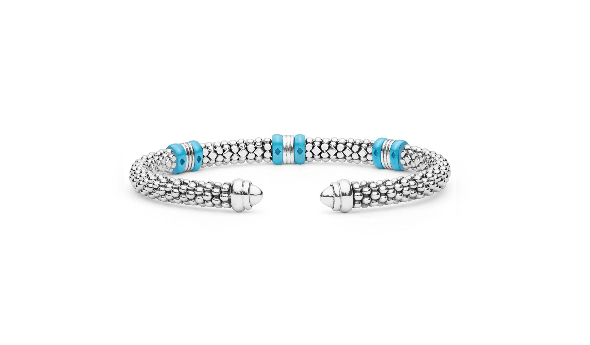 "Blue Caviar" Station Blue Ceramic Versa Torque Bracelet