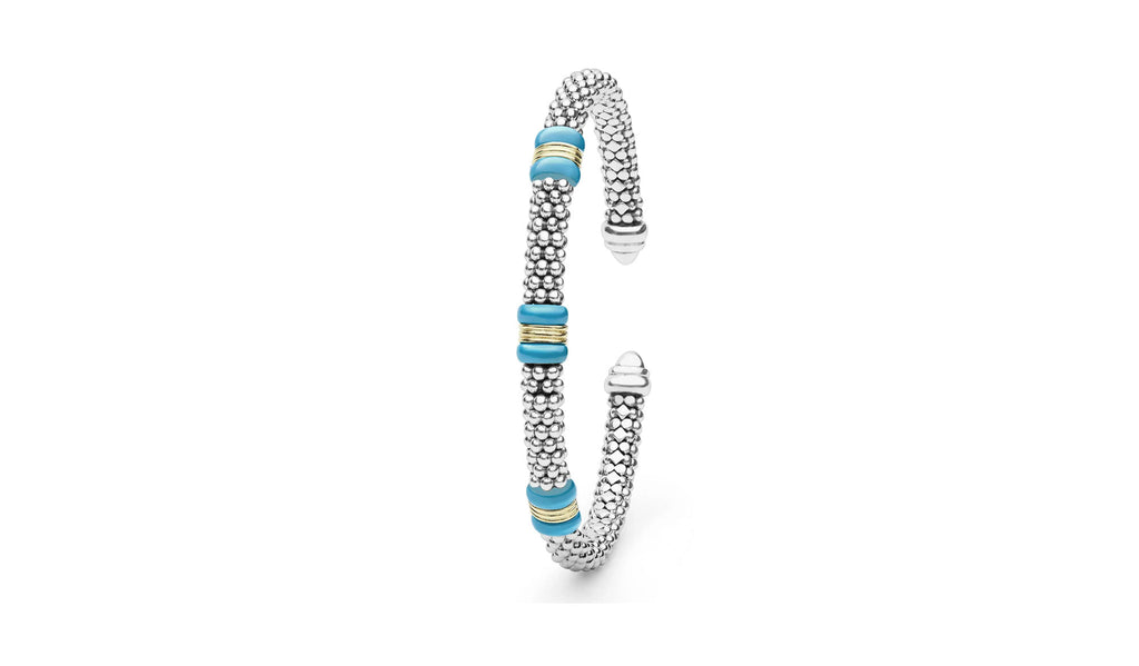 "Blue Caviar" Station Blue Ceramic Versa Torque Bracelet