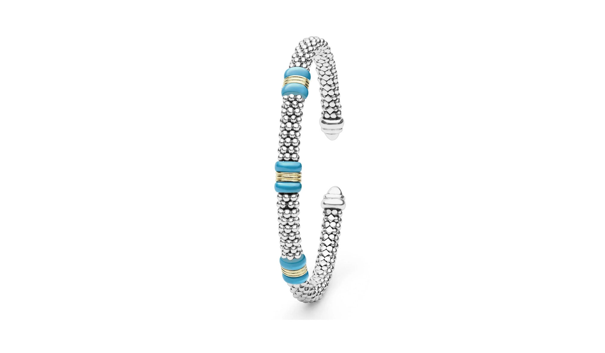 "Blue Caviar" Station Blue Ceramic Versa Torque Bracelet