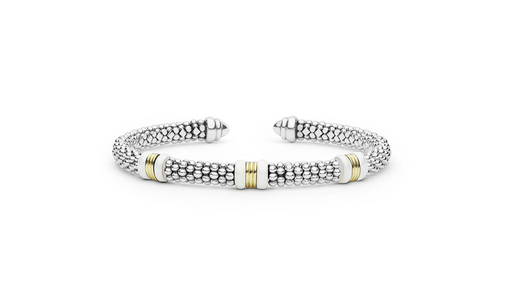 "White Caviar" Station White Ceramic Versa Torque Bracelet