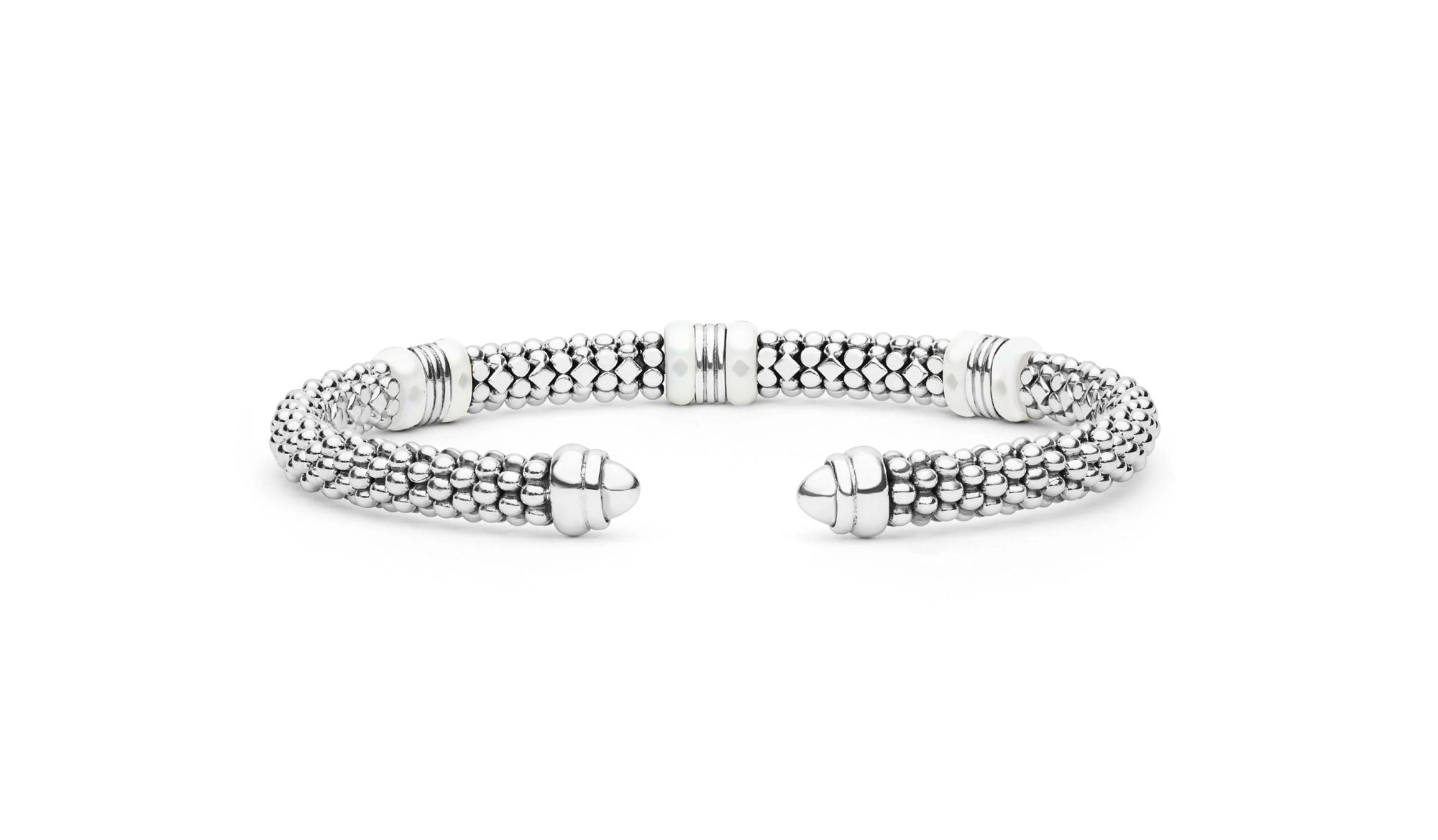 "White Caviar" Station White Ceramic Versa Torque Bracelet