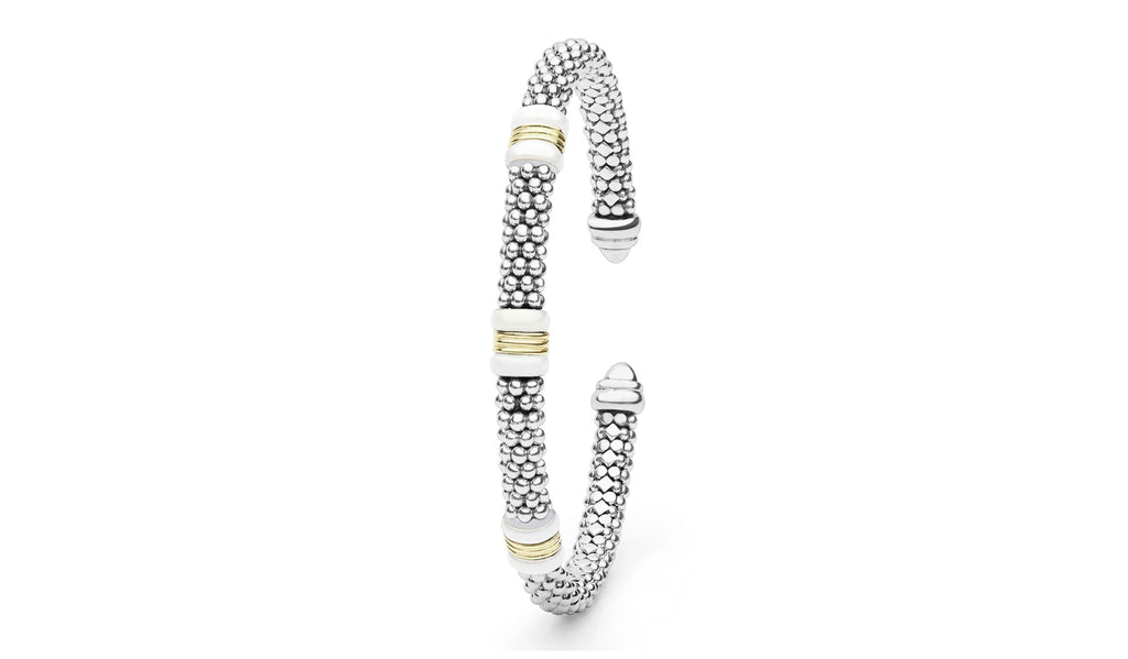 "White Caviar" Station White Ceramic Versa Torque Bracelet