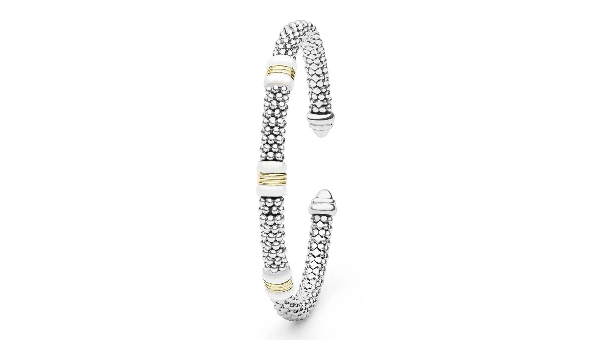 "White Caviar" Station White Ceramic Versa Torque Bracelet