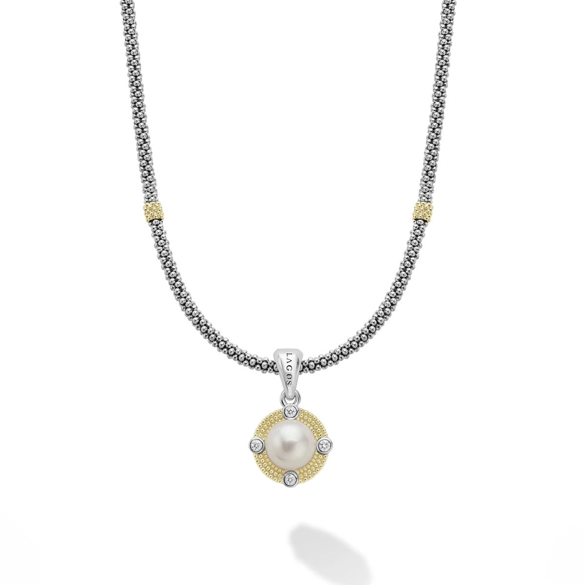 LAGOS "Luna" Pearl Diamond Caviar Necklace