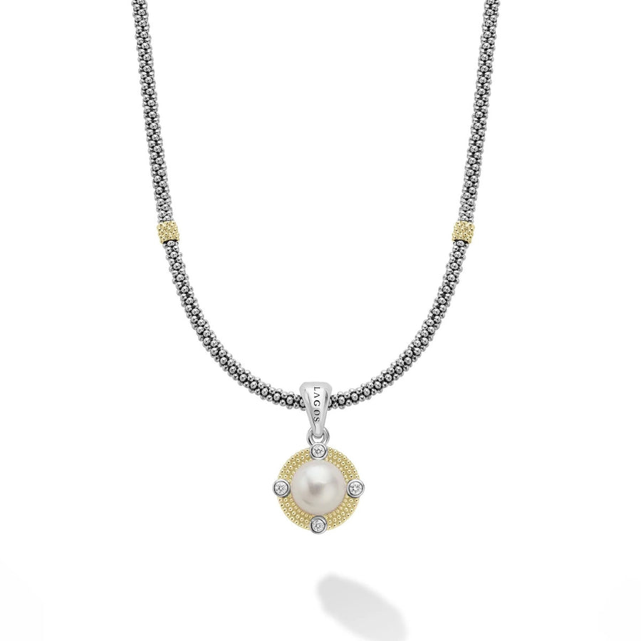 LAGOS "Luna" Pearl Diamond Caviar Necklace