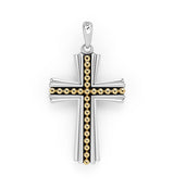 LAGOS "Anthem" Two-Tone Caviar Beaded Cross Amulet