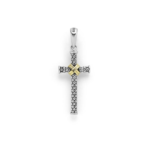 LAGOS "Anthem" Two-Tone Caviar Beaded X Cross Amulet