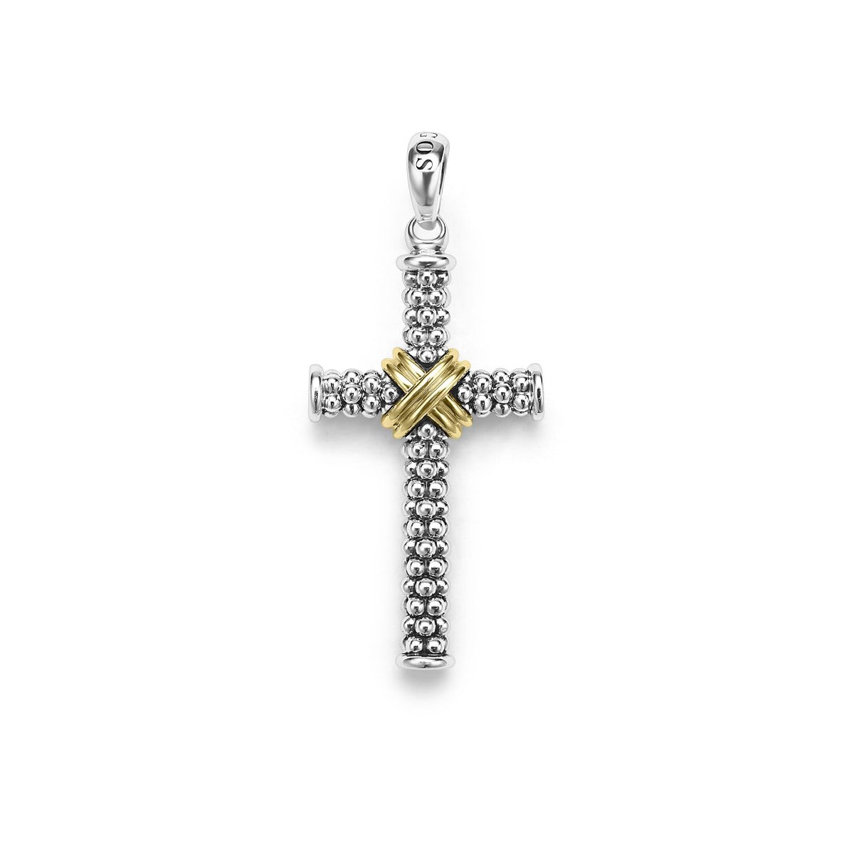 LAGOS "Anthem" Two-Tone Caviar Beaded Cross Amulet