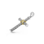 "Anthem" Two-Tone Caviar Beaded Cross Amulet