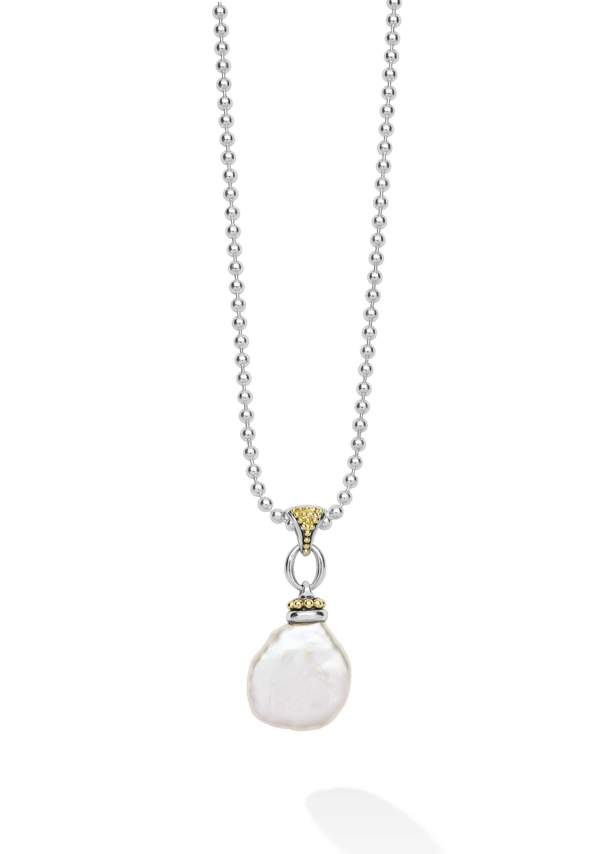 "Luna" Two-Tone Pearl Caviar Pendant Necklace