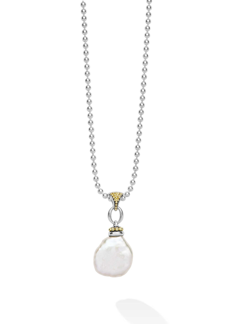 "Luna" Two-Tone Pearl Caviar Pendant Necklace