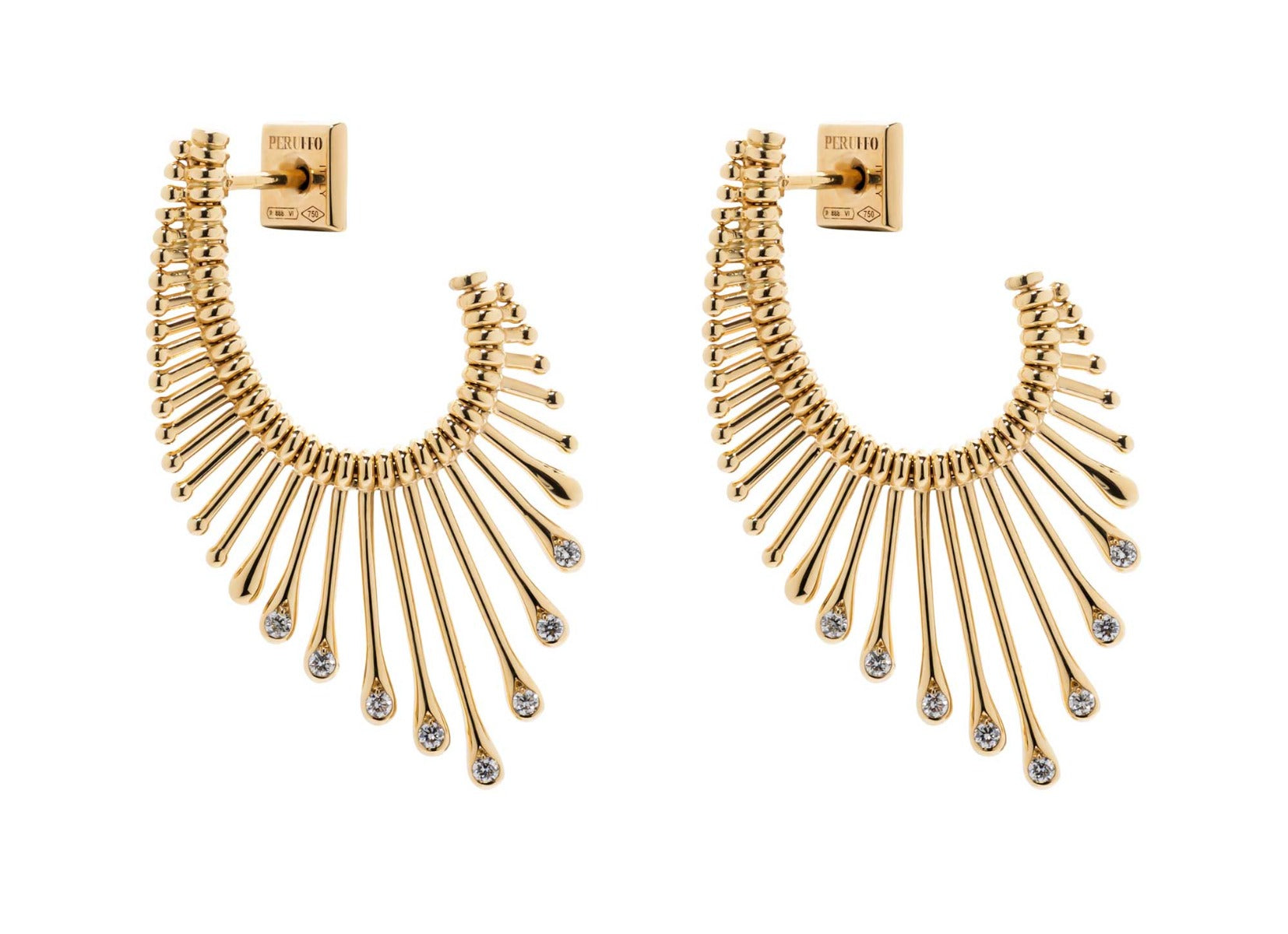 Peruffo Slide Diamond Drop Earrings in 18kt Yellow Gold