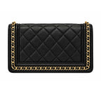 Chanel Black Caviar Chain Around Boy Wallet on Chain