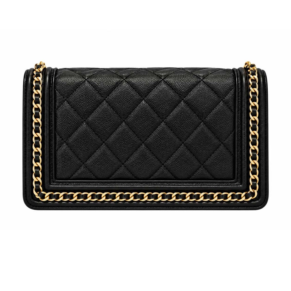 Chanel Black Caviar Chain Around Boy Wallet on Chain