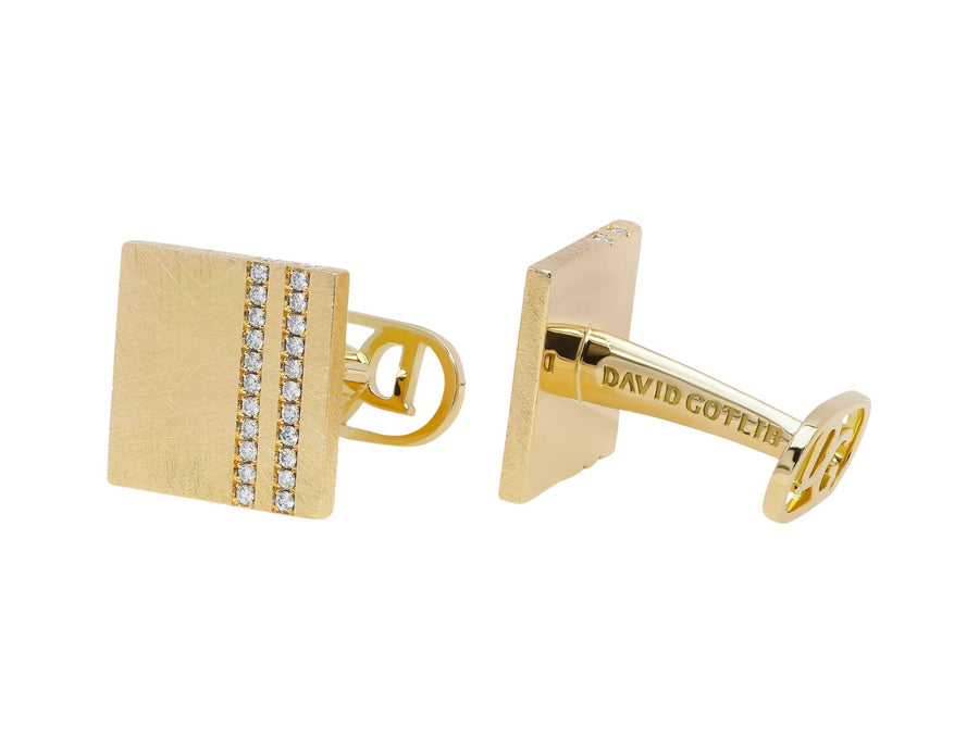 David Gotlib "Illumination" Square Diamond Cufflinks in 18kt Yellow Gold