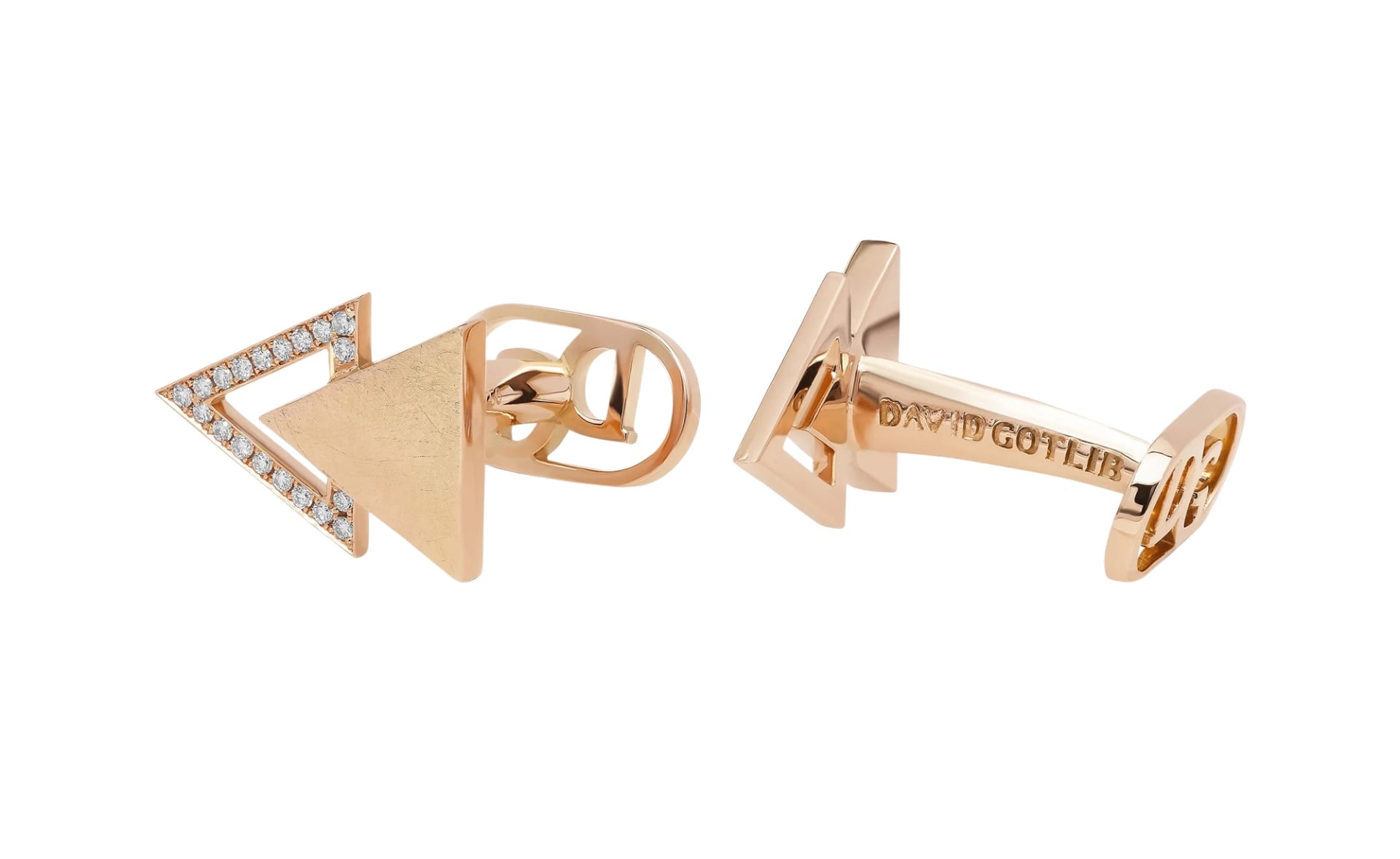 David Gotlib "Partnered Triangle" Diamond Cufflinks in 18kt Pink Gold