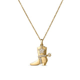 18kt Yellow Gold Diamond Boot Pendant Necklace