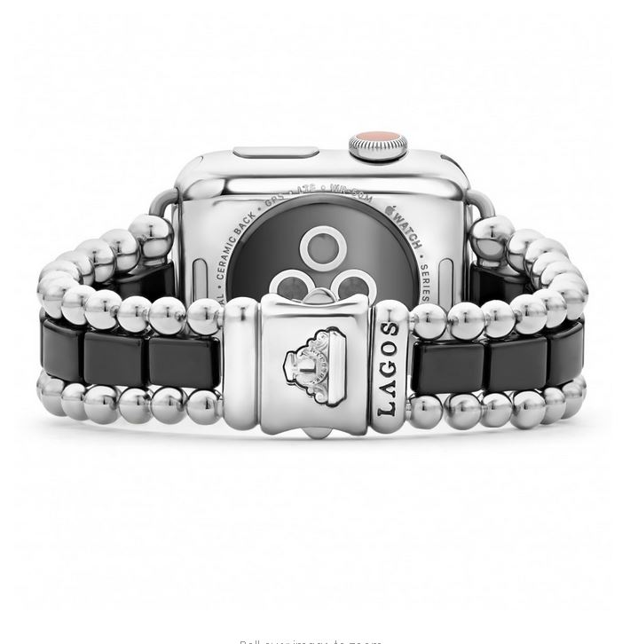 "Smart Caviar" Black Ceramic and Stainless Steel Watch Bracelet, 38-45mm