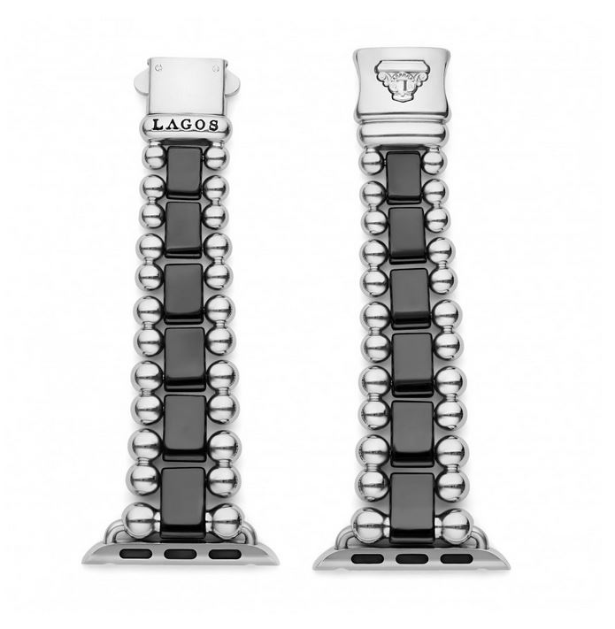 "Smart Caviar" Black Ceramic and Stainless Steel Watch Bracelet, 38-45mm