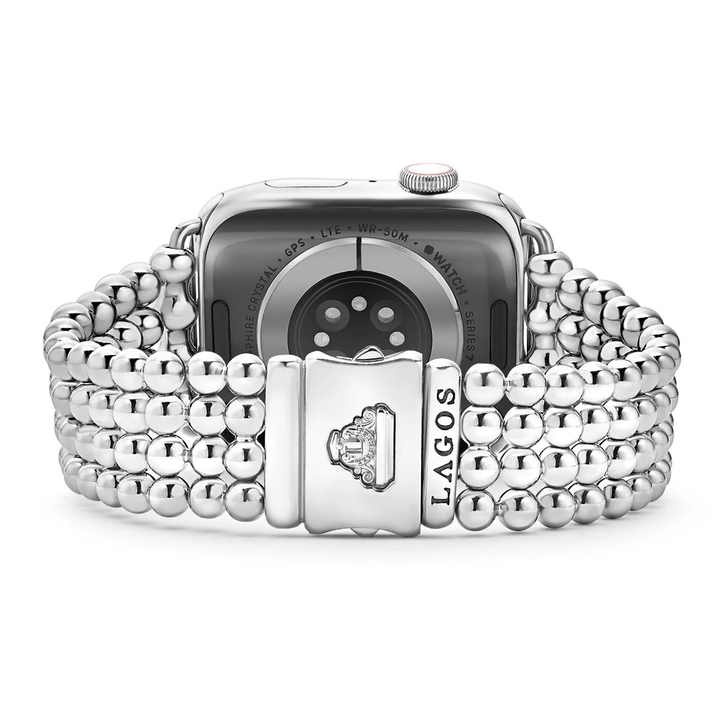 "Smart Caviar" Stainless Steel Infinite Caviar Beaded Watch Bracelet - 38-45mm