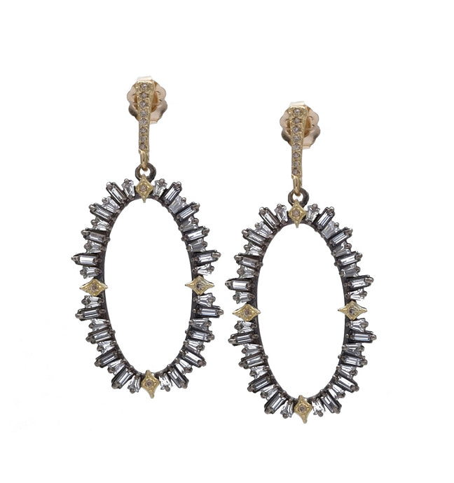 Armenta "Old World" Gold Oval Diamond Drop Earrings