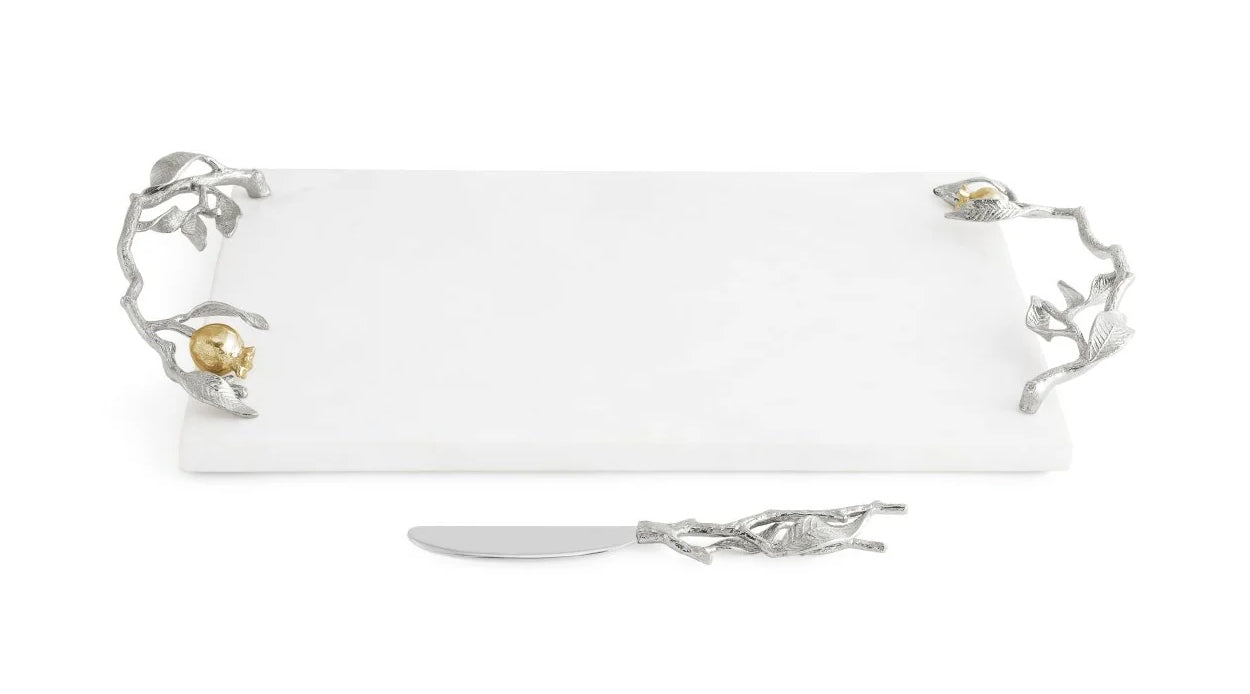 Michael Aram Pomegranate Silver & Gold Cheese Board & Spreader