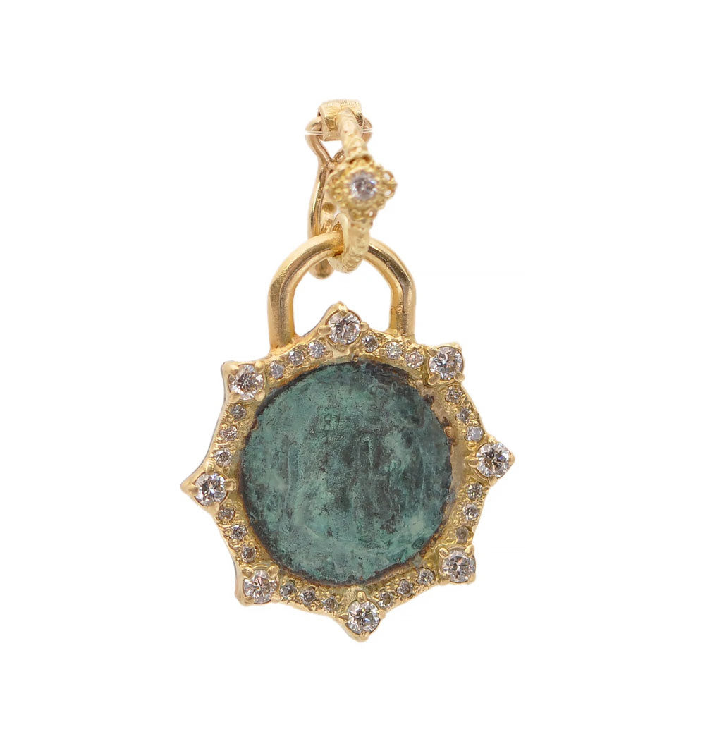 Armenta "Chic Bohemian" 18kt Yellow Gold Coin Artifact Sunburst Enhancer