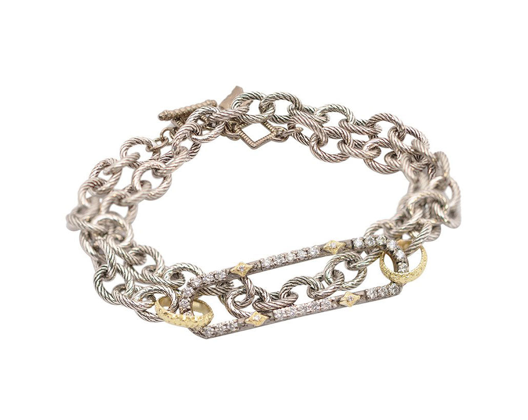 Armenta Diamond Paperclip Double-Wrap Chain Bracelet